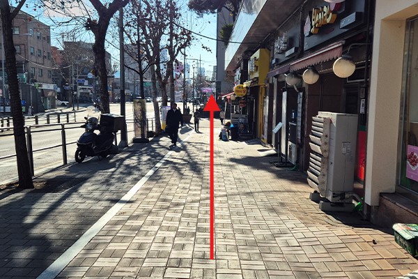 올센병원 방향 직진